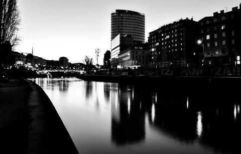 Danube canal Vienna long exposure